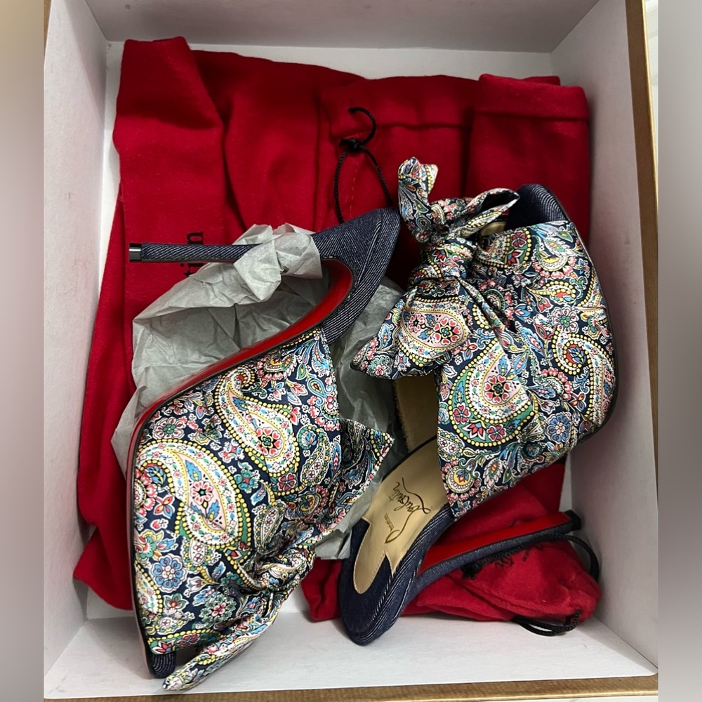 Christian Louboutin Moniquissima Paisley Red Sole Slide Sandal | Used Once - Picture 14 of 16